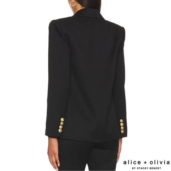 Alice + Olivia **NWT** Anthony Double-Breasted Strong-Shoulder Black Blazer - Picture 14 of 14